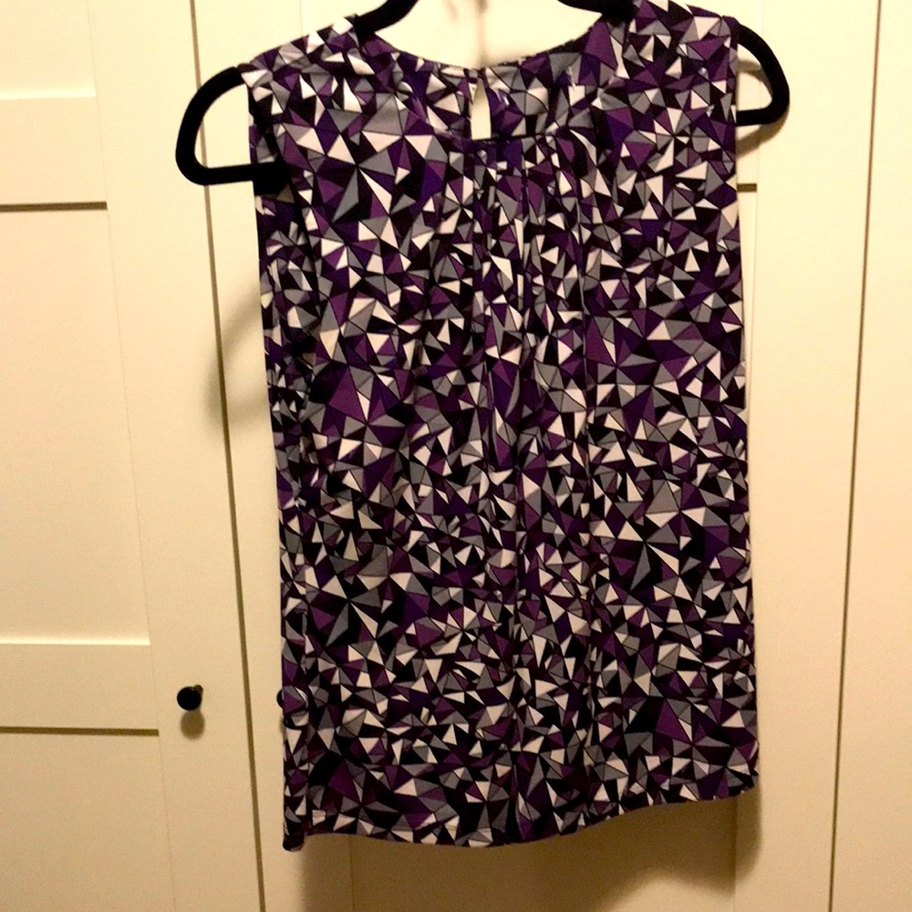Calvin Klein Geometric Purple and Black Sleeveless Blouse